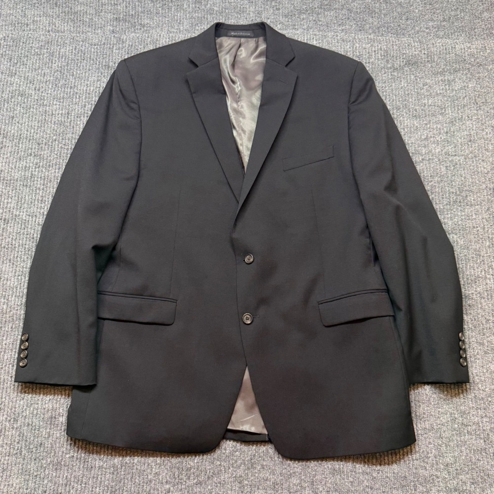 Lauren‎ Ralph Lauren Blazer Mens 46L Black 100% Wool 2 Button Suit Jacket